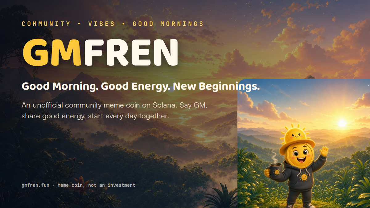 Wide GMFREN post graphic with the wordmark over a golden sunrise
